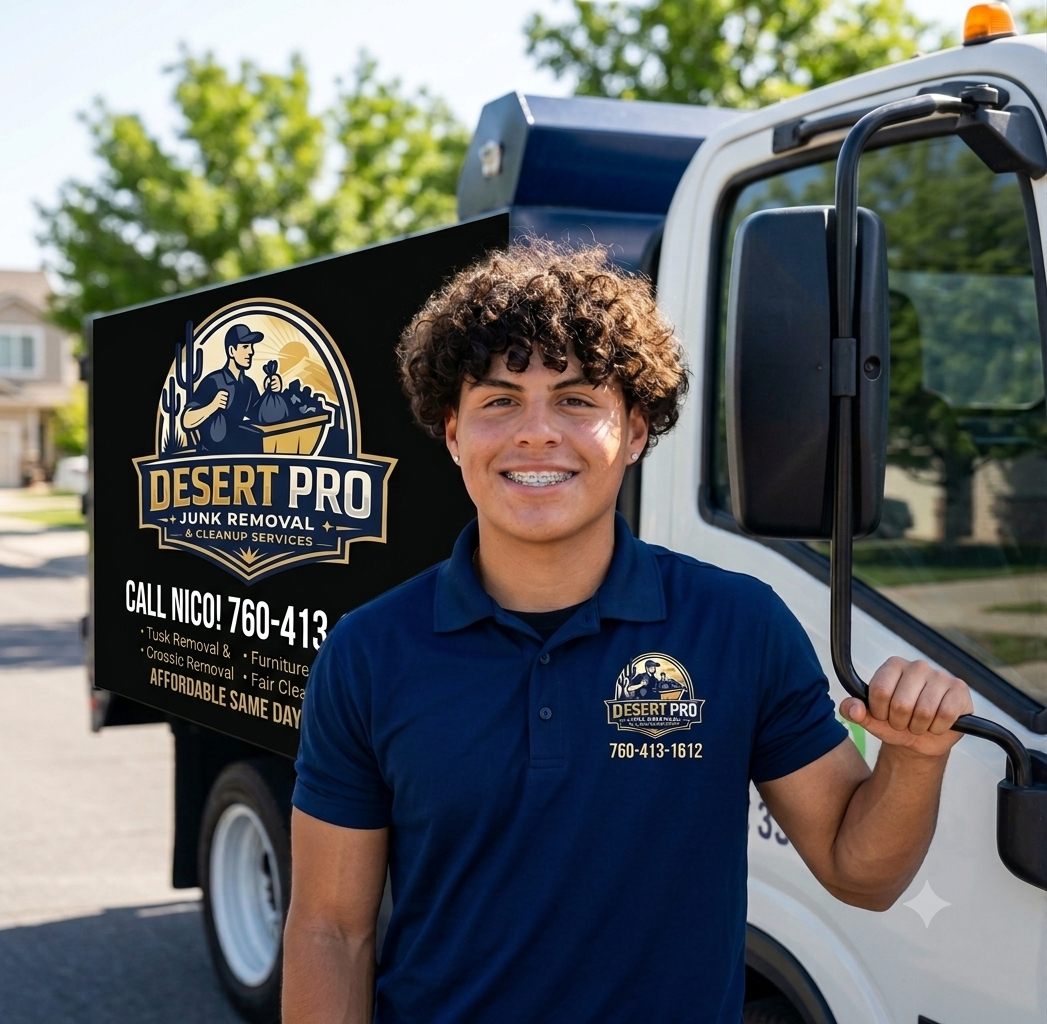 Nico Sampayan, owner of Desert Pro Junk Removal, with the company truck
